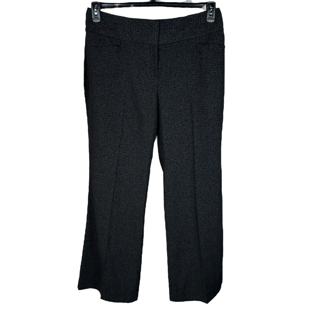 The Limited SZ 14 Cassidy Fit Flare Pants High Waisted Abstract Flat Front Black